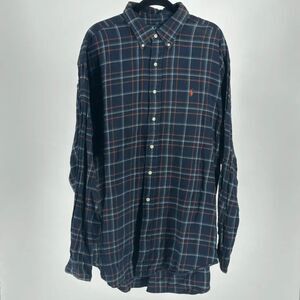 Polo Ralph Lauren Blake 100% Cotton Plaid Flannel Button Shirt Size XXL